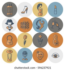 Design Elements for International Womens Day March 8, Icons. Vector