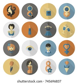 Design Elements for International Womens Day March 8, Icons. Vector