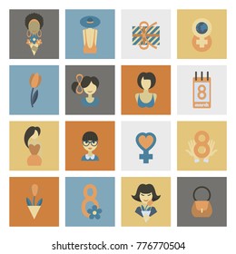 Design Elements for International Womens Day March 8, Icons. Vector. Minimum Points