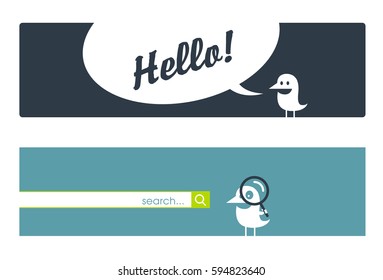 Design elements for the Internet with an interesting cute birdie