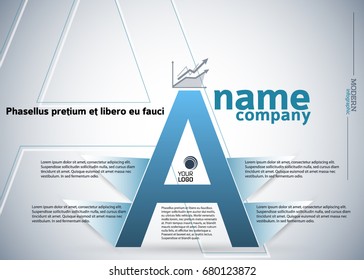 Design elements letter A background business presentation template. Vector illustration EPS 10 for chart process service company, industry info-graphic, banners, web page layout, report firm