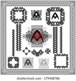 Design elements, the letter A calligraphic design elements and page decoration-