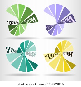 Design elements or logo with rotational motion in several colors. Vector illustration set.