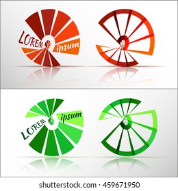 Design elements or logo with rotational motion in several colors. Vector illustration set.