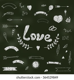 Design elements love a manual graphics with a texture on a blurred background.