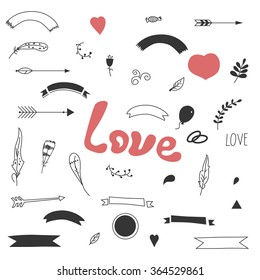 Design elements love a manual graphics on a white background. 
