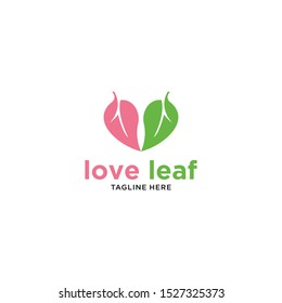 Design elements of the love symbol icon and leaf logo. Can be used in medical designs, dating, Valentine's Day and marriage.