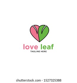 Design elements of the love symbol icon and leaf logo. Can be used in medical designs, dating, Valentine's Day and marriage.