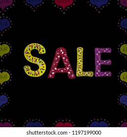Design elements for Magazine, leaflet, billboard, sale. Lettering. Vector. Seamless. Universal trend with black, yellow and red elements composition.