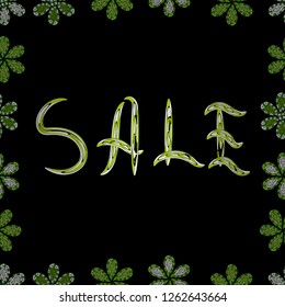 Design elements for Magazine, leaflet, billboard, sale. Vector illustration. Seamless pattern. Universal trend with bright bold black, green and white elements composition.