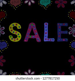 Design elements for Magazine, leaflet, billboard, sale. Universal trend with black, blue and red elements composition. Seamless. Vector. Lettering.