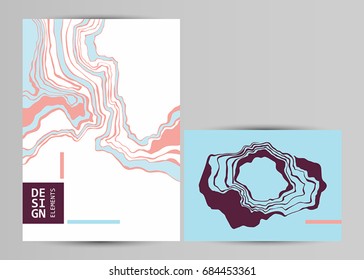 Design elements with marble texture. 