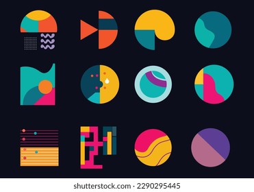 Design Elements, Minimalist, Bold, Engaging, Adaptable, Creative Vector Collection, Vibrant Colors, Abstract Style, Patches