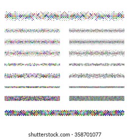Design elements - multicolored pixel text divider line set