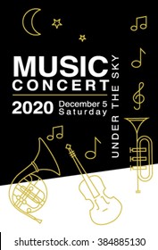 Design elements for music concert advertising. Can be used as poster, postcard, leaflet, web banner and more