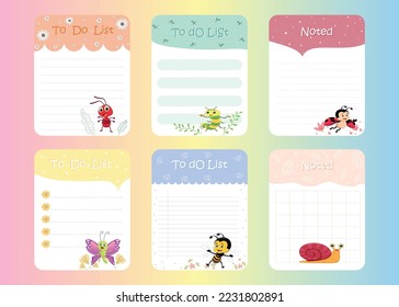 Design elements for notebook diary stickers for kids