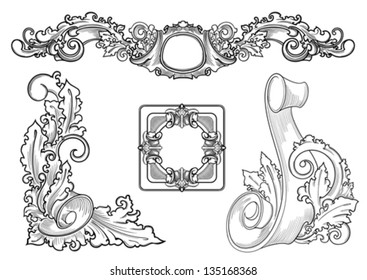 design elements in old style ,vector set