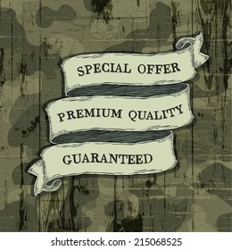 Design elements on camouflage background. Vector, EPS10