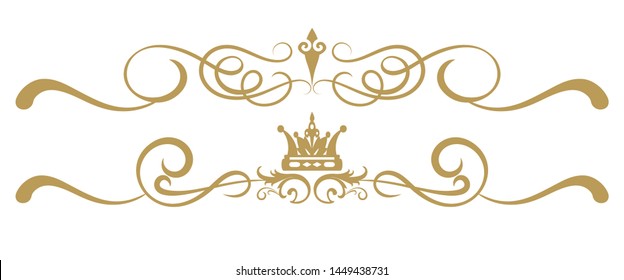 Design elements on white background, ornament royal style, antiques, vintage, vector illustration