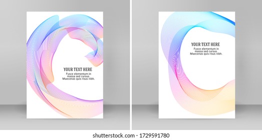 Design elements on white background isolated. Creative art. Abstract wavy stripes. Colors lines created using Blend Tool. Vector illustration EPS10 digital for promotion new product, report cover page
