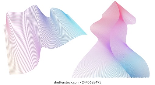 Design elements on white background isolated. Creative art. Abstract wavy stripes. Colors lines created using Blend Tool. Vector illustration EPS10 digital for promotion new product, report cover page