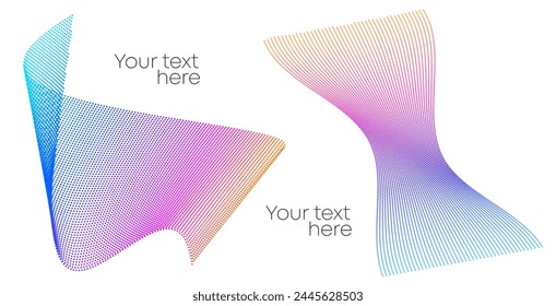Design elements on white background isolated. Creative art. Abstract wavy stripes. Colors lines created using Blend Tool. Vector illustration EPS10 digital for promotion new product, report cover page