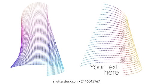 Design elements on white background isolated. Creative art. Abstract wavy stripes. Colors lines created using Blend Tool. Vector illustration EPS10 digital for promotion new product, report cover page