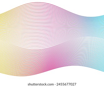 Design elements on white background isolated. Creative art. Abstract wavy stripes. Colors lines created using Blend Tool. Vector illustration EPS10 digital for promotion new product, report cover page