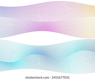 Design elements on white background isolated. Creative art. Abstract wavy stripes. Colors lines created using Blend Tool. Vector illustration EPS10 digital for promotion new product, report cover page