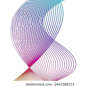 Design elements on white background isolated. Creative art. Abstract wavy stripes. Colors lines created using Blend Tool. Vector illustration EPS10 digital for promotion new product, report cover page