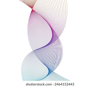 Design elements on white background isolated. Creative art. Abstract wavy stripes. Colors lines created using Blend Tool. Vector illustration EPS10 digital for promotion new product, report cover page