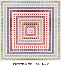 Design elements and page decoration. Vector set of color mosaic borders and frames