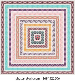 Design elements and page decoration. Vector set of color mosaic borders and frames