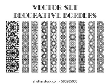 Design elements and page decoration. Vector set of borders isolated on white