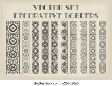 Design elements and page decoration. Vector set of borders on vintage background