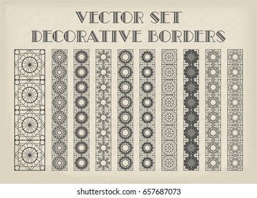 Design elements and page decoration. Vector set of borders on vintage background