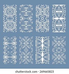 Design elements and page decoration, white lace borders collection Vector decorative seamless patterns set