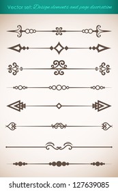 Design elements and page decorations set. Vector illustration