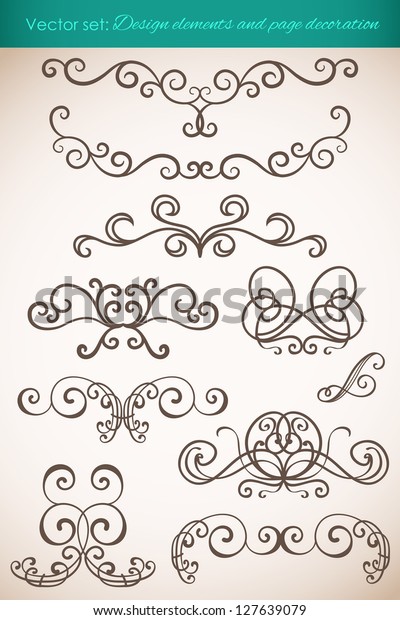 Design elements and page decorations set.\
Vector illustration