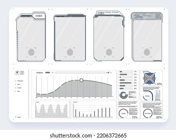 design elements, perspective grid, tunnel, circle. Black and white retro cyberpunk style. Futuristic info boxes layout templates. Collection of modern abstract posters. In acid style