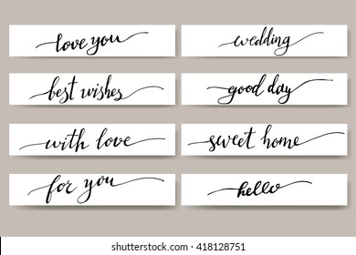  Design elements for postcard. Phrases for greeting cards. Set of hand written inspirational lettering.