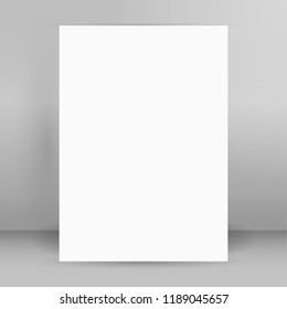 Design elements presentation template. Blank A4 format page paper with realistic shadows. Element for advertising and promotional message isolated on white background. Vector illustration EPS 10