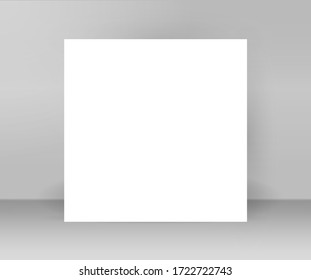 Design elements presentation template. Blank square format page paper with realistic shadows. Element for advertising and promotional message isolated on white background. Vector illustration EPS 10