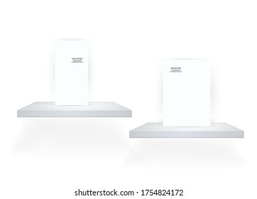 Design elements presentation template. Blank rectangular format A4 page paper with realistic shadows. Element for advertising and promotional message isolated on white background. Vector illustration