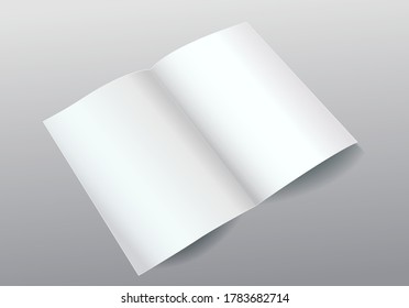Design elements presentation template. Blank brochure open page paper with realistic shadows. Element for advertising and promotional message isolated on gray background. Vector illustration EPS 10