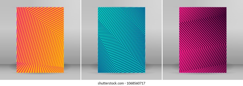 Design elements presentation template. Minimal vertical banners colors background, backdrop. Geometric halftone gradients. Vector illustration EPS 10 for business card layout, covers report template