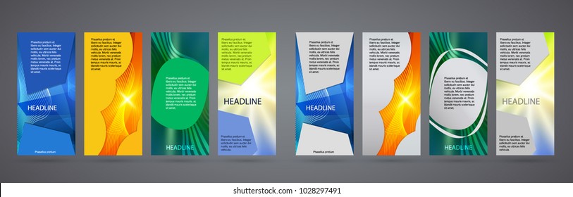 Design elements presentation template. Set vertical banners colors background, backdrop glow light effect. Vector illustration EPS 10 for web banner template, business card layout, web site element