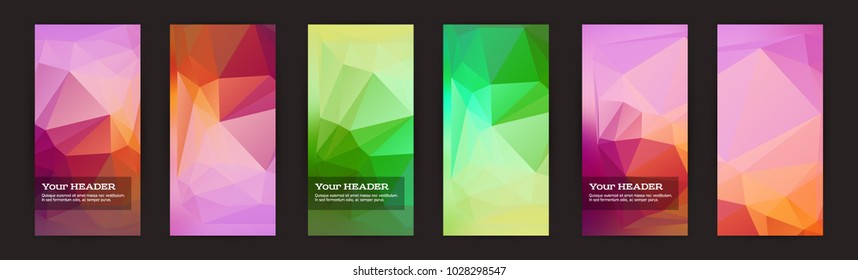 Design elements presentation template. Set vertical banners colors background, backdrop glow light effect. Vector illustration EPS 10 for web banner template, business card layout, web site element