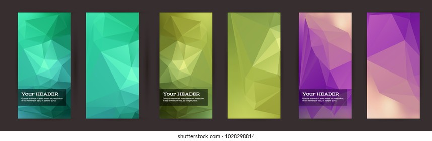 Design elements presentation template. Set vertical banners colors background, backdrop glow light effect. Vector illustration EPS 10 for web banner template, business card layout, web site element