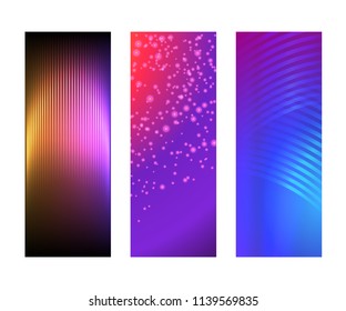 Design elements presentation template. Set vertical banners background, backdrop lines glow light effect. Vector illustration EPS 10 for web buttons template, business card layout, web site element